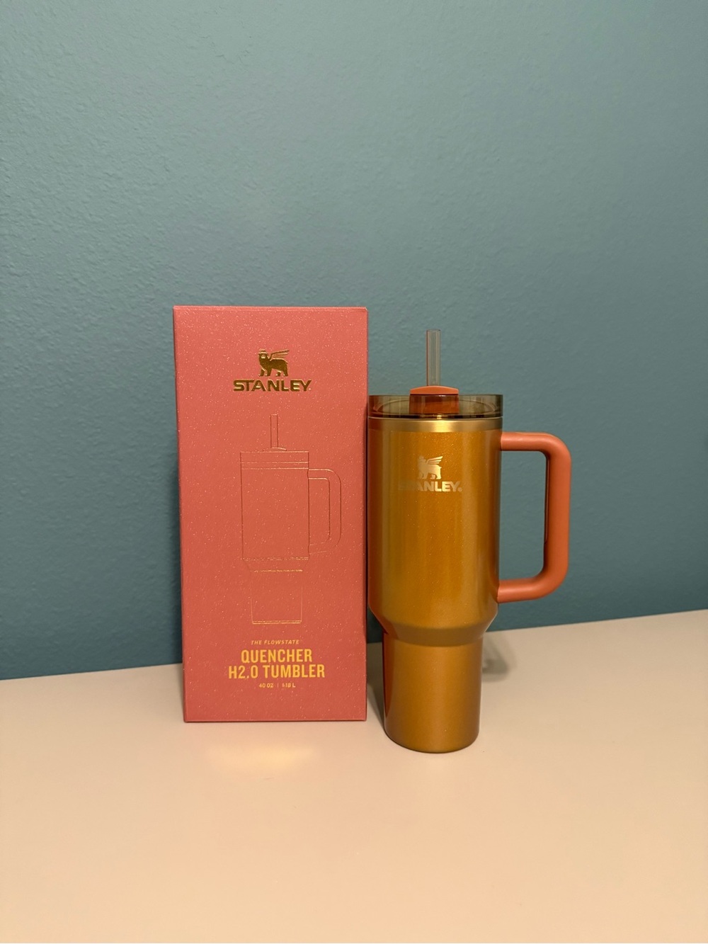 Stanley Copper Tinsel GOLD Tumbler H2.0 40 oz Adventure Quencher Limited NEW